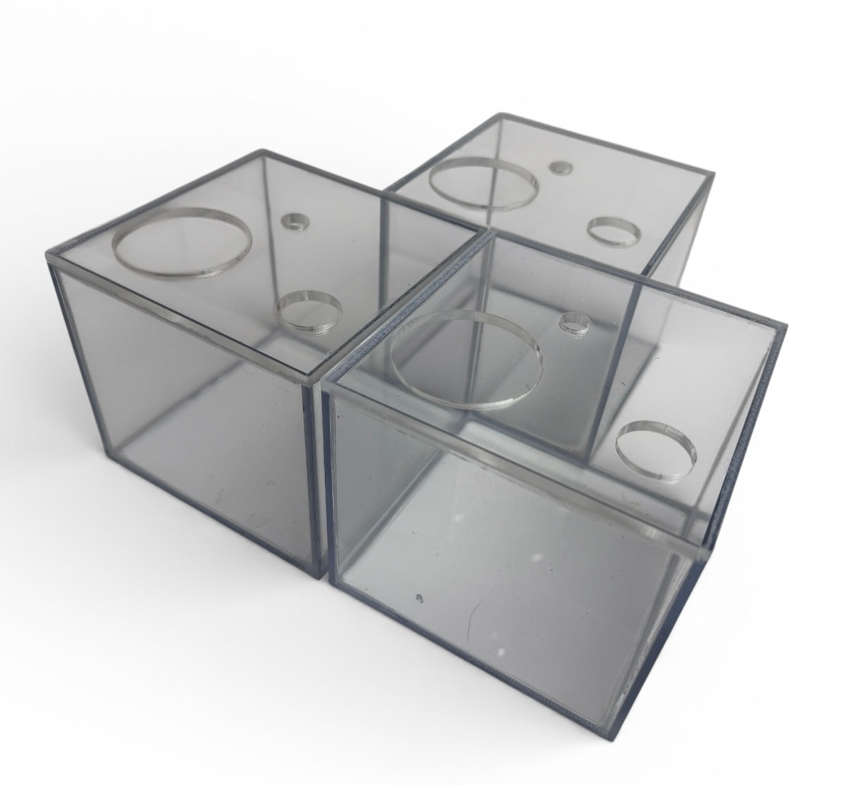 Custom Clear Polycarbonate Containers With Top Acrylic Lid W/ Laser Cut Holes