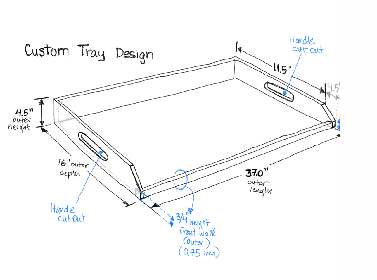 Custom made clear acrylic tray