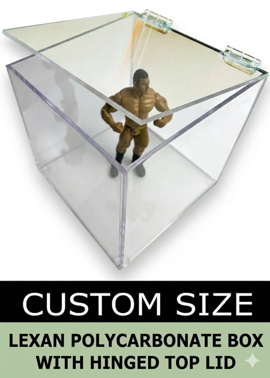 Custom Size Clear Polycarbonate Lexan Box With Hinged Top Lid