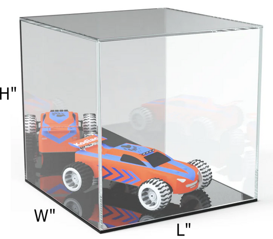 Custom Made Acrylic Boxes With Mirrored Back And Black Base 3/16" Thick