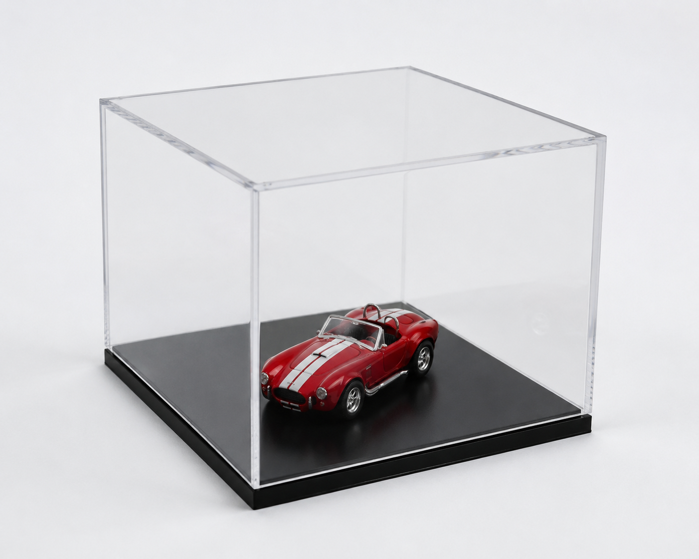 Custom Made Clear Acrylic Display Cases W/Black Bases 3 Sample Boxes
