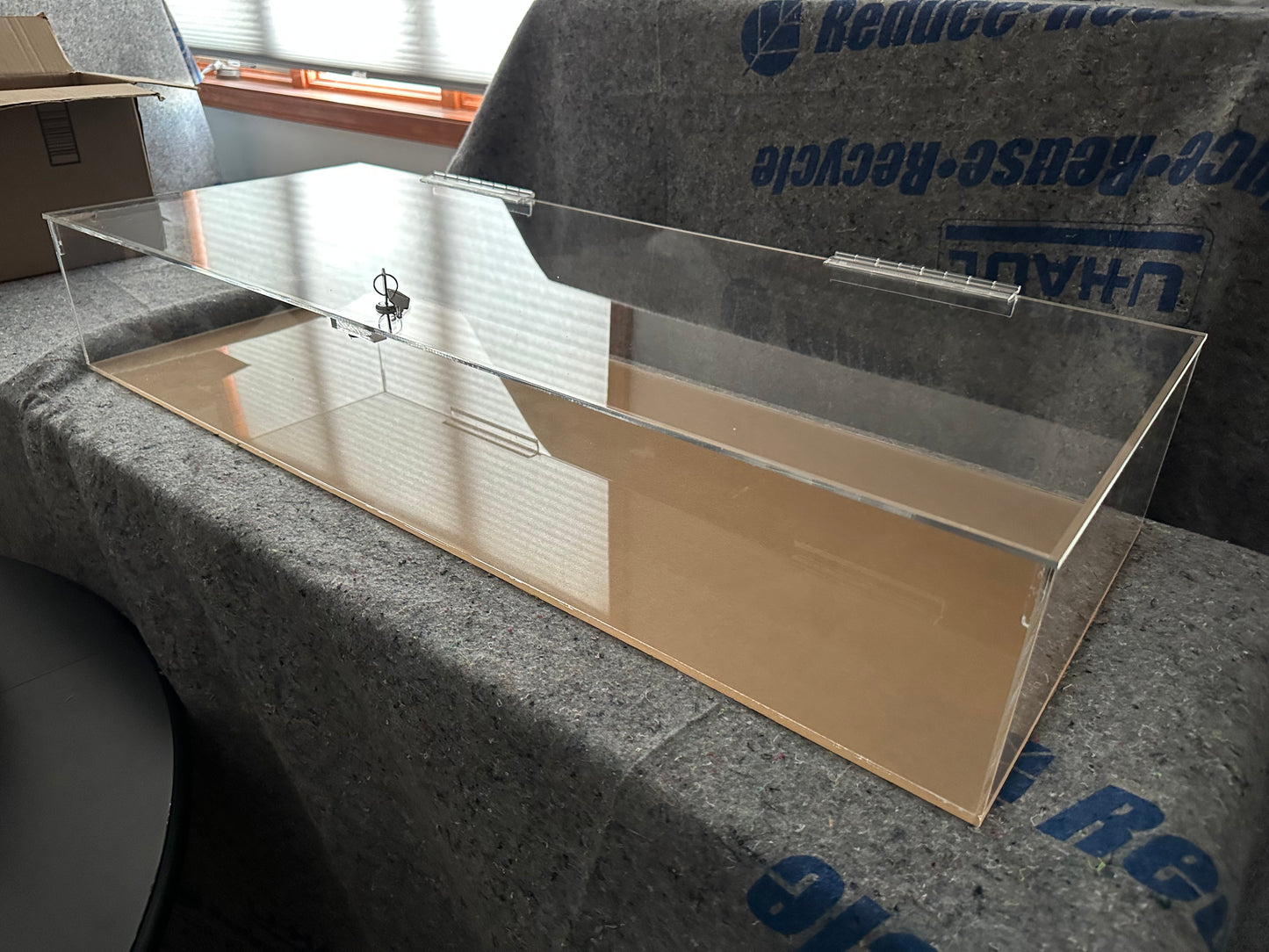 Custom made clear acrylic display case fitting to pelican case
