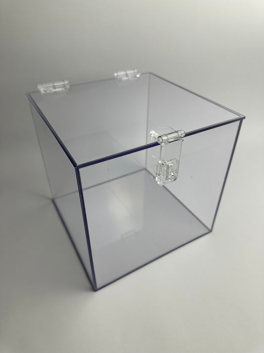 Custom Made Clear Acrylic Box With Hinged Top Lid And Hasp
