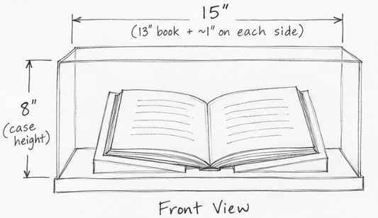 Museum-Grade UV-Filtering Acrylic Display Case With Black Base And Clear Book Riser