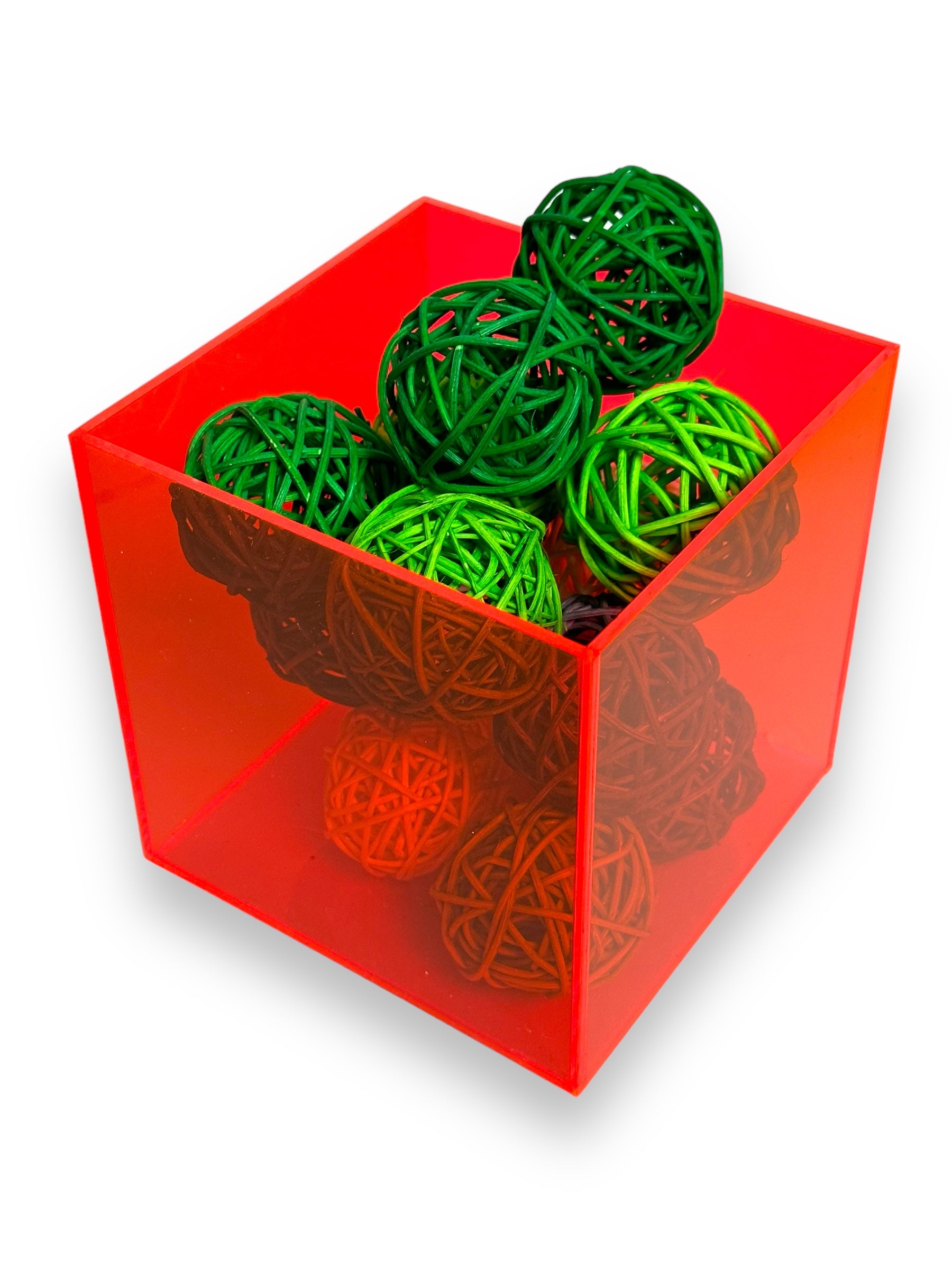 custom made flourescent red acrylic box