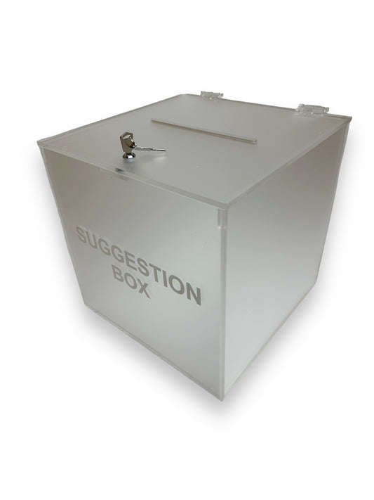 Acrylic Donation Box, Large Ballot Box, Suggestion Box with Lock With Custom Printed Graphics