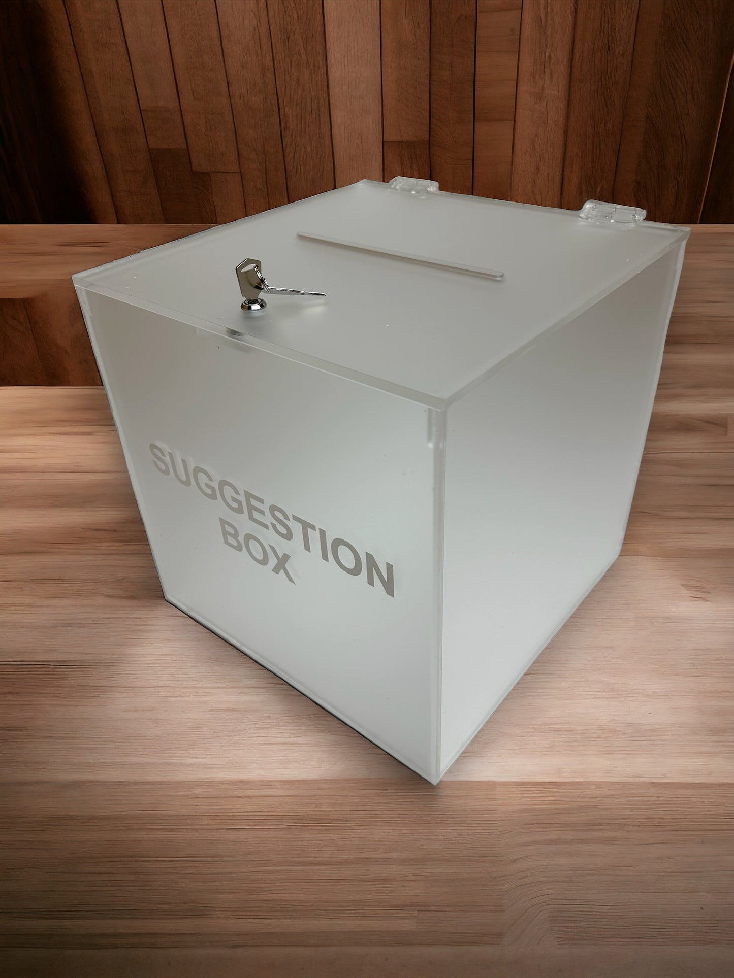 Acrylic Donation Box, Large Ballot Box, Suggestion Box with Lock With Custom Printed Graphics