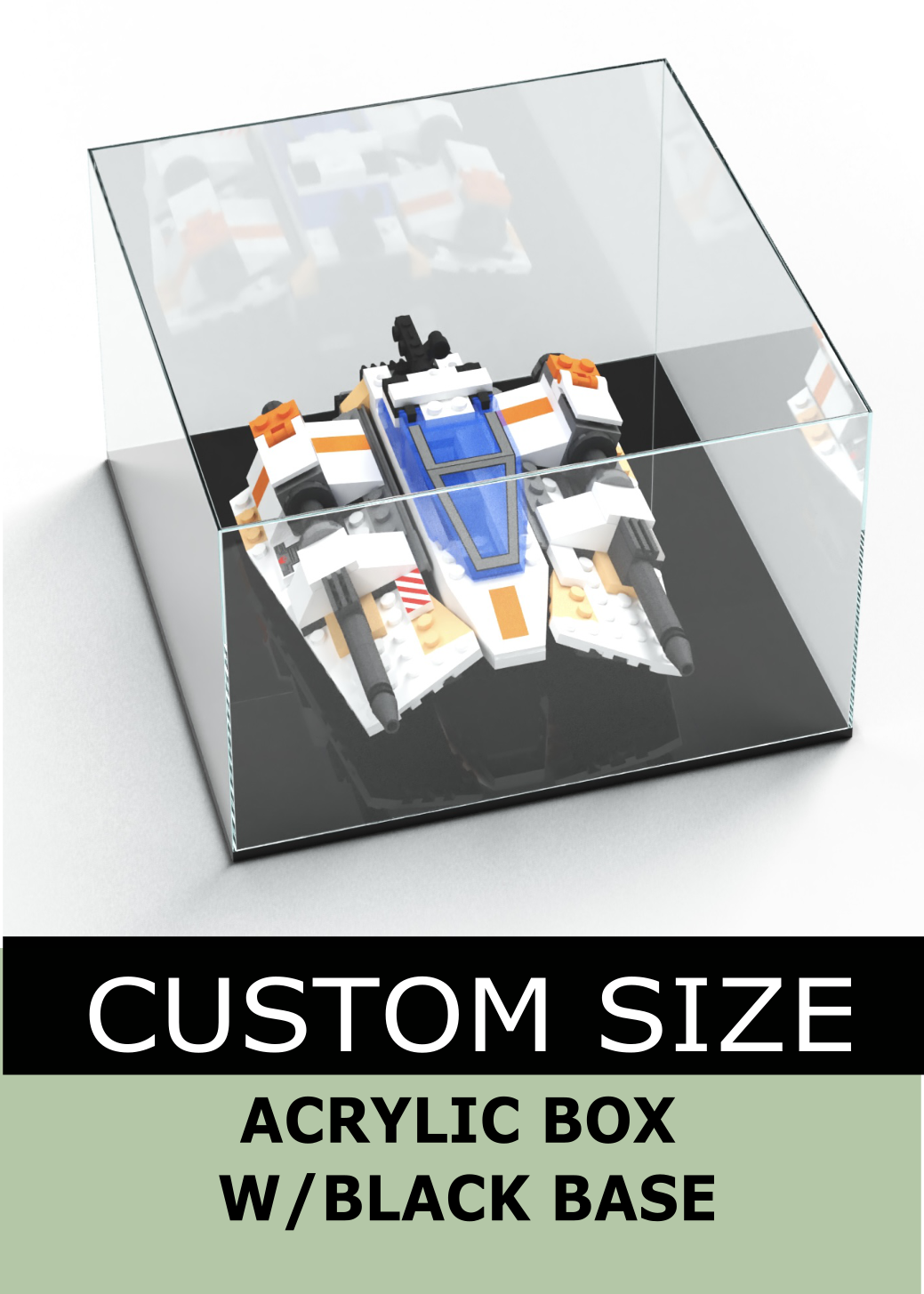 Custom Size Acrylic Display Box with Black Base Pleximart