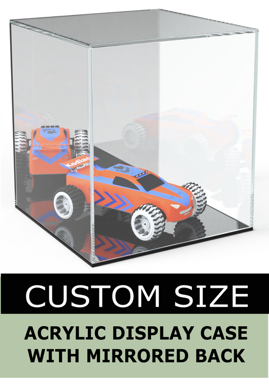 Acrylic Display Case With Mirrored Back - Custom Size