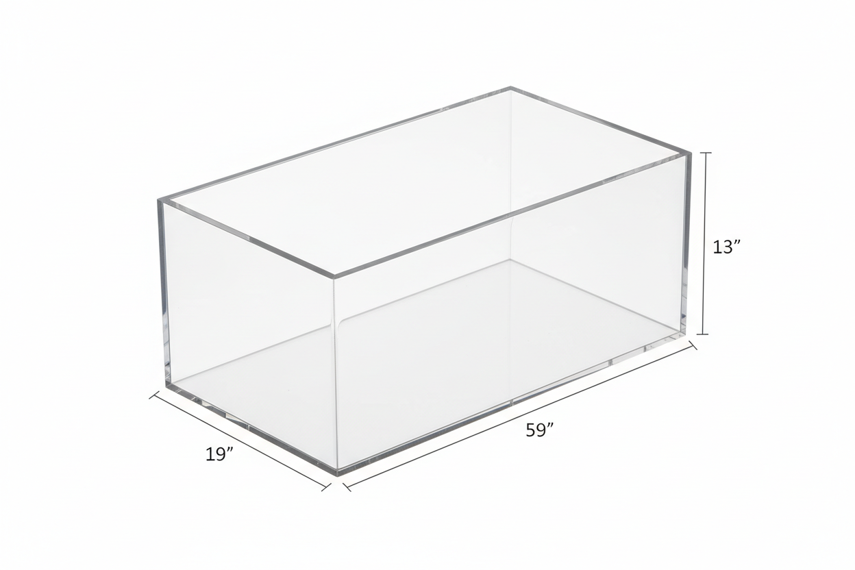  lexan polycarbonate 5 sided box  SIZE 59"L x 19"D x 13" tall