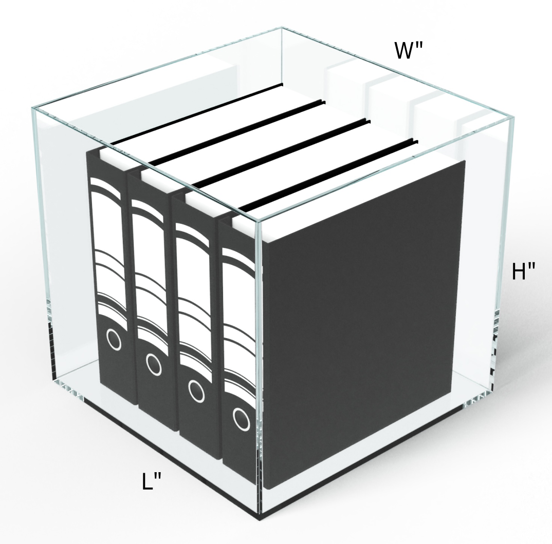 custom made clear acrylic display case with books inside