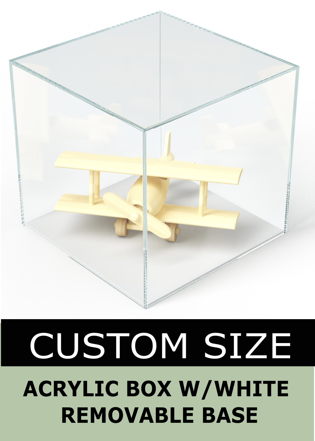 Acrylic Display Box with White Base - Custom Size