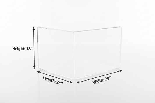 The acrylic display boxes have the following dimensions:


Height: 18”

Length: 28”

Width: 20”