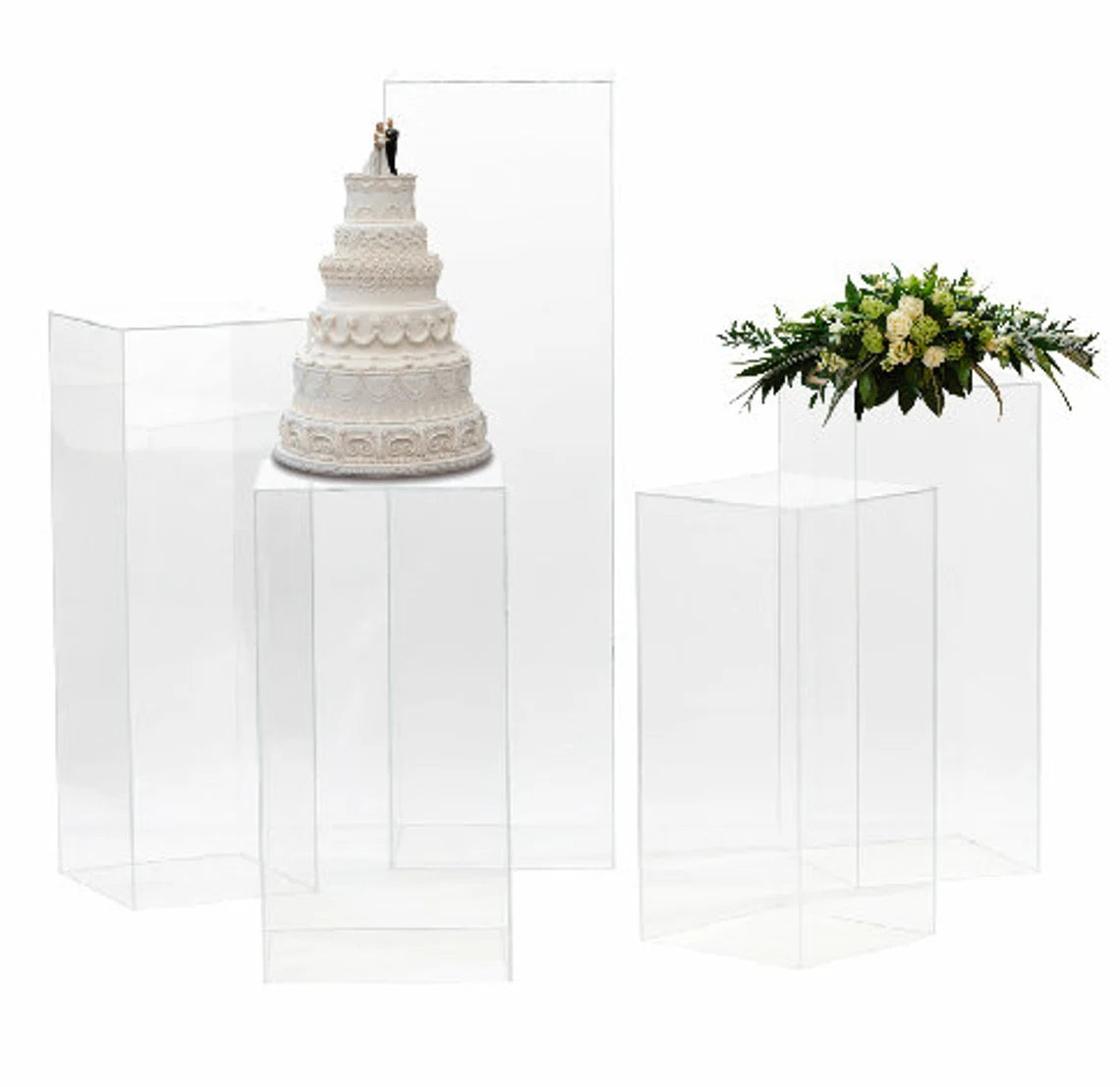 Set of 5 | Clear Acrylic Pedestal Risers & Floor Standing