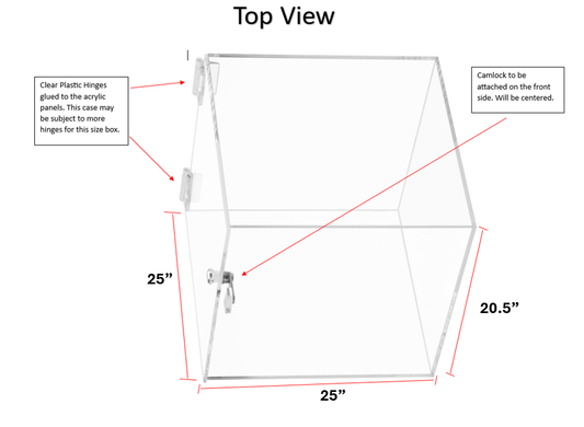 Custom Made Black Acrylic Box With Hinged Door And Camlock