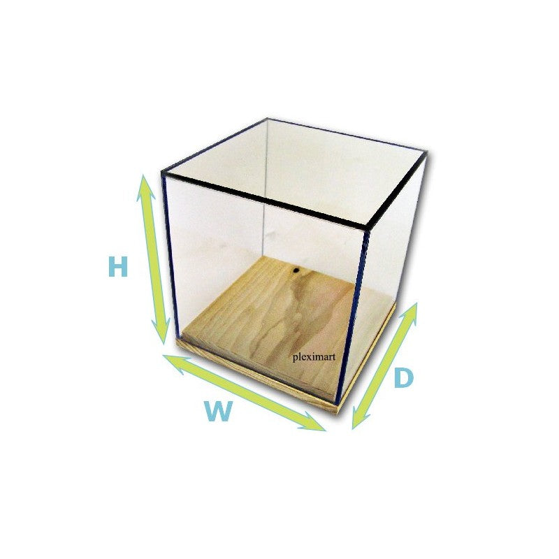1/8" Thick Acrylic Display Boxes W/ Wood Bases
