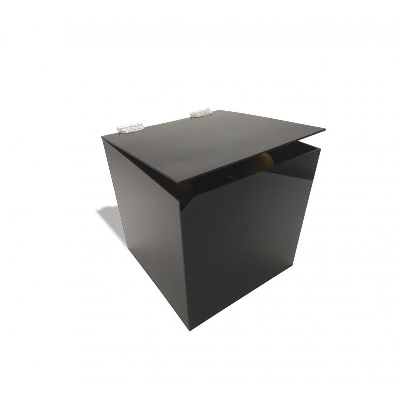 1/8" Black Acrylic 5-Sided Box w/ Hinged Lid