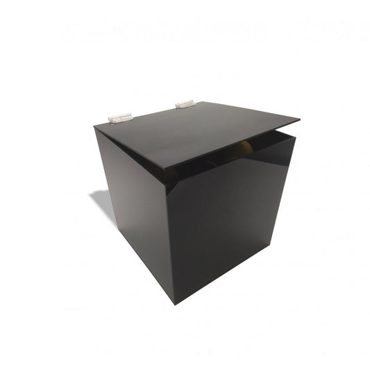 3/16" Black Acrylic 5-Sided Box w/ Hinged Lid