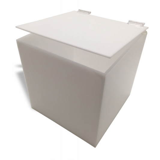 1/8" White Acrylic 5-Sided Box w/ Hinged Lid