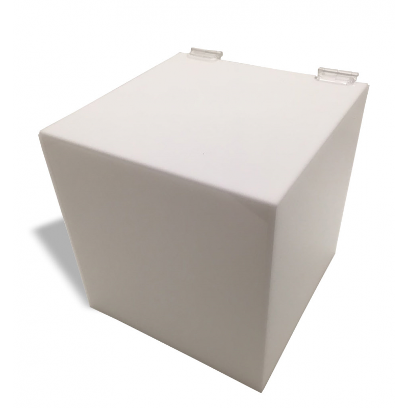 3/16" White Acrylic 5-Sided Box w/ Hinged Lid
