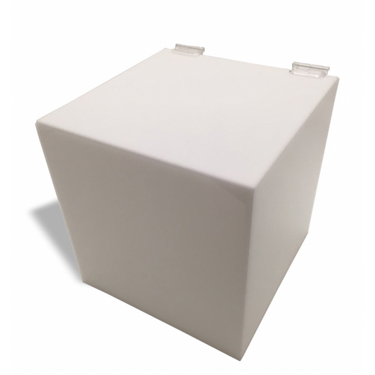 3/16" White Acrylic 5-Sided Box w/ Hinged Lid