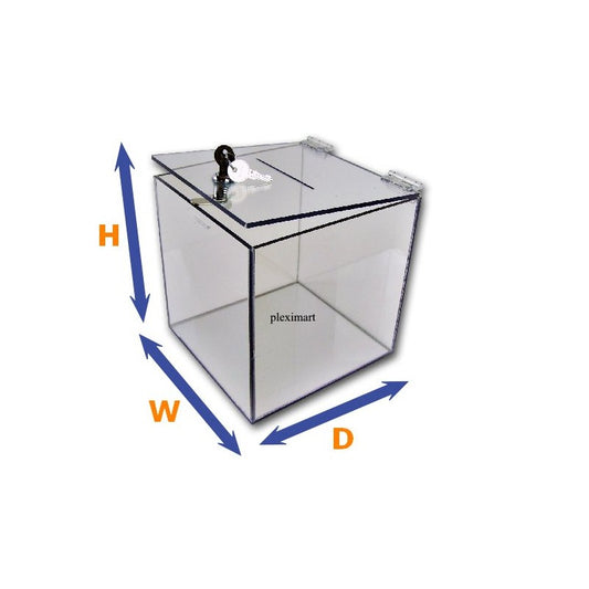 3/16" Thick Clear Acrylic Lockable Ballot Box
