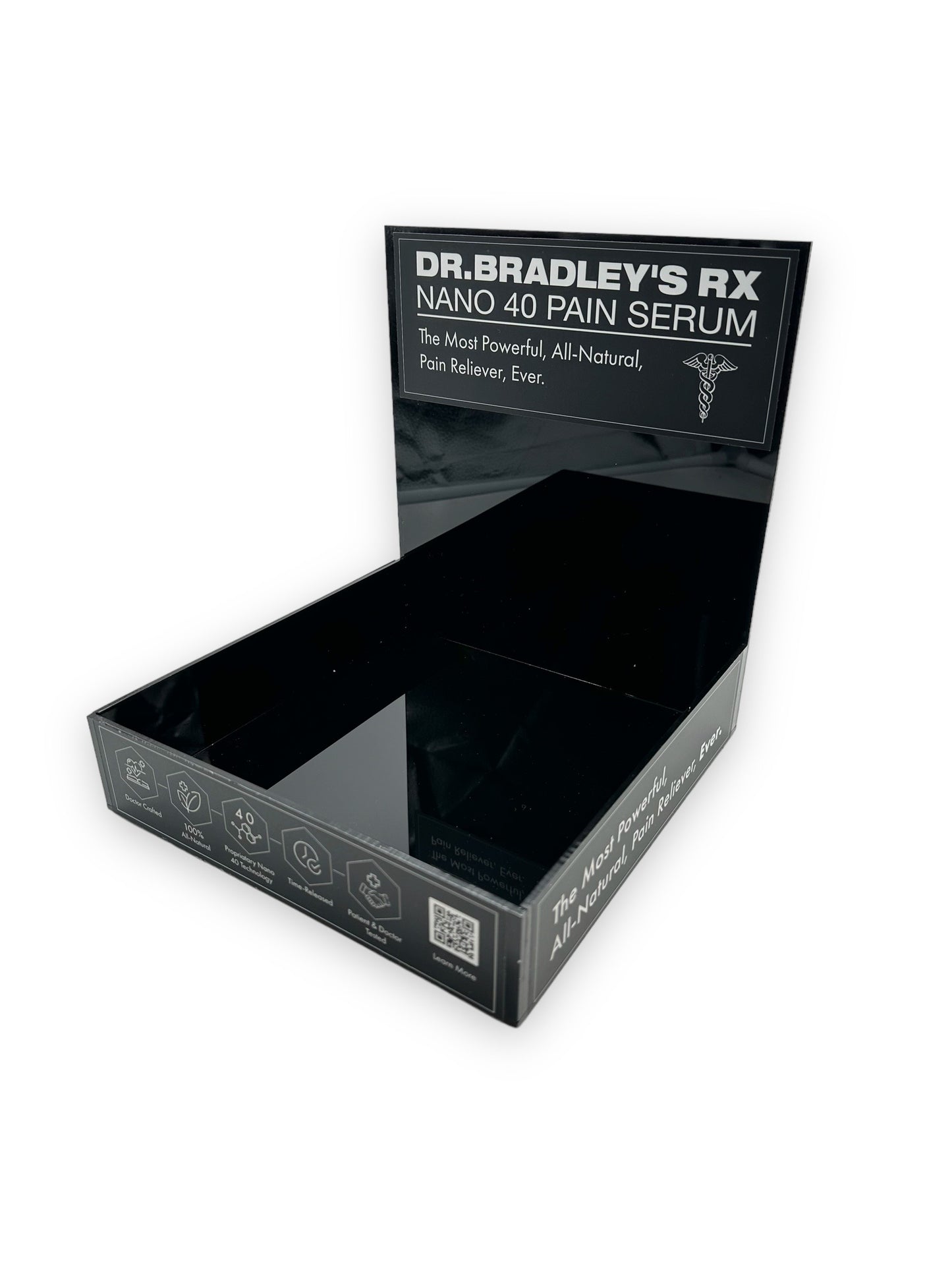 Custom Made Black Acrylic Display Box Tray With UV Printed Graphics