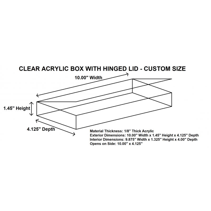 Custom Size Clear Plexiglass Box with Hinged Cover